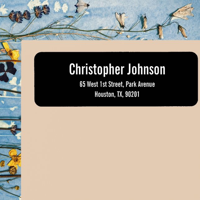 Crear etiqueta de dirección de devolución moderna  (Create Custom Black Modern Return Address Label)