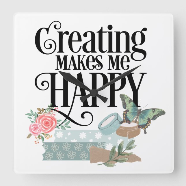 Crear me hace feliz el reloj de pared (Anverso)