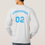 Crear nombre de jugador Número de Jersey Número de<br><div class="desc">Crea tu propia tipografía azul, personalizada, elegante y genial / tipo de letra / guión, nombre de jugador monogramado número jersey, cómodo, casual, duradero, holgado, preshrunk 100% algodón, significa camiseta de manga larga pesada básica de cuello de crema. Simplemente teclee tu nombre / nombre del jugador y número de camiseta...</div>