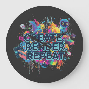 Crear. Render. Repite. Reloj de pared