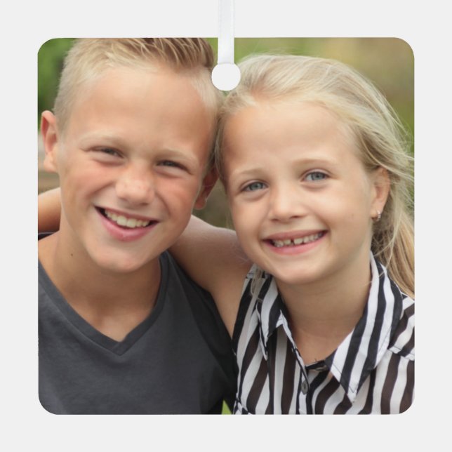 Crear su propia foto Ornamento cuadrado Metalizado (Anverso)