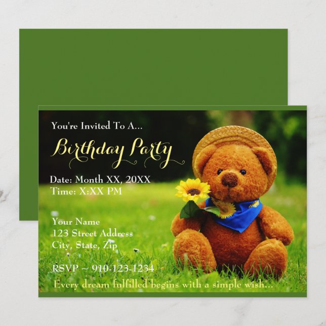 Crear su propia invitación de fiesta de cumpleaños (Anverso / Reverso)