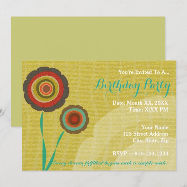 Crear su propia invitación de fiesta de cumpleaños (Anverso / Reverso)