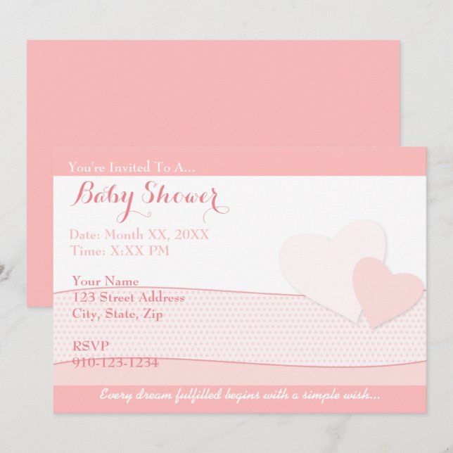 Crear su propia invitación rosada a Baby Shower (Anverso / Reverso)