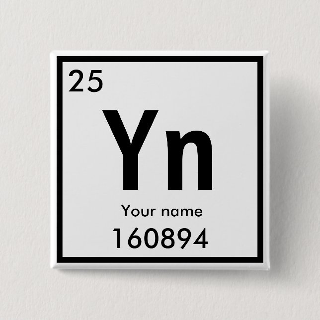 Crear su propio elemento químico Botón cuadrado (Anverso)