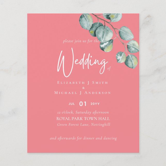 Crear su propio folleto Boda BLUSHROSE Eucalyptus (Frente)