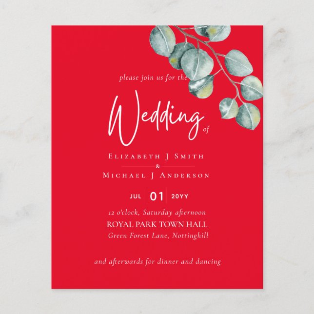 Crear su propio folleto Boda de eucalipto rojo (Frente)