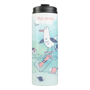 Crear su propio mensaje en una botella y una gavio