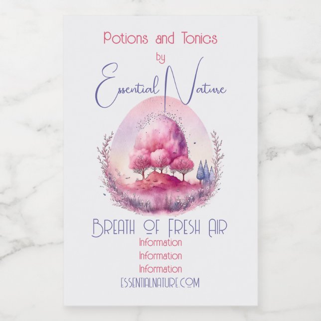 Crear su propio paisaje de árbol rosado (Etiqueta única)