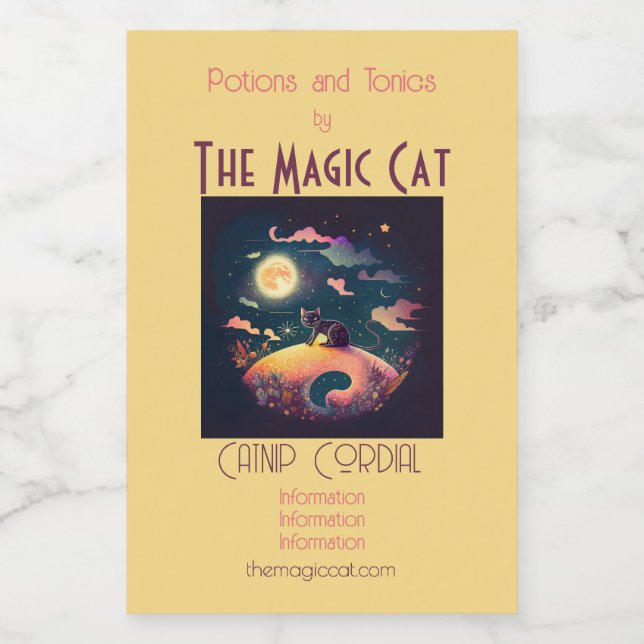 Crear su propio paisaje místico de gato negro (Etiqueta única)