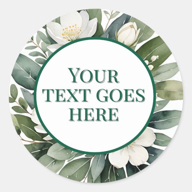 crear su propio pegatina boda de flor blanca eucal (Anverso)