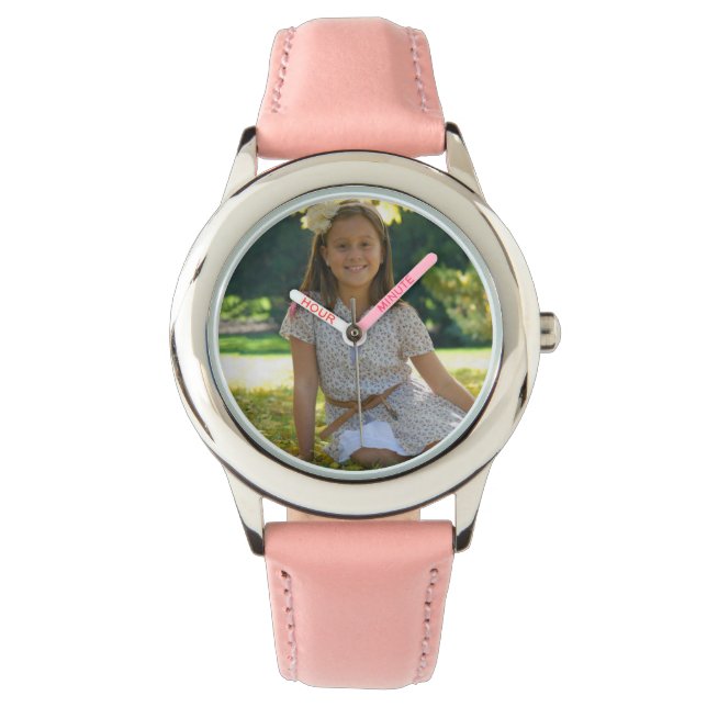 Crear su propio reloj de cuero rosado Personalizad (Anverso)