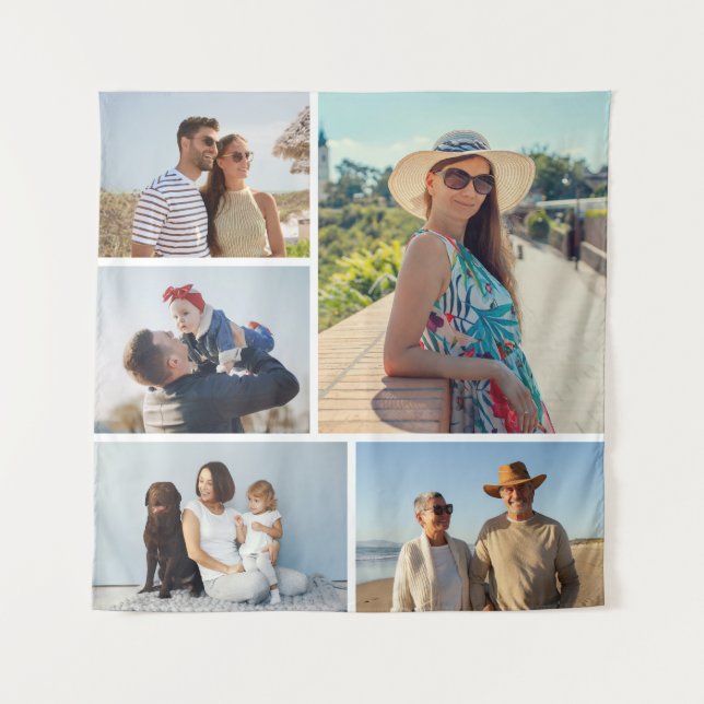 Crear su propio tapiz de 5 Collages de fotos (Anverso)