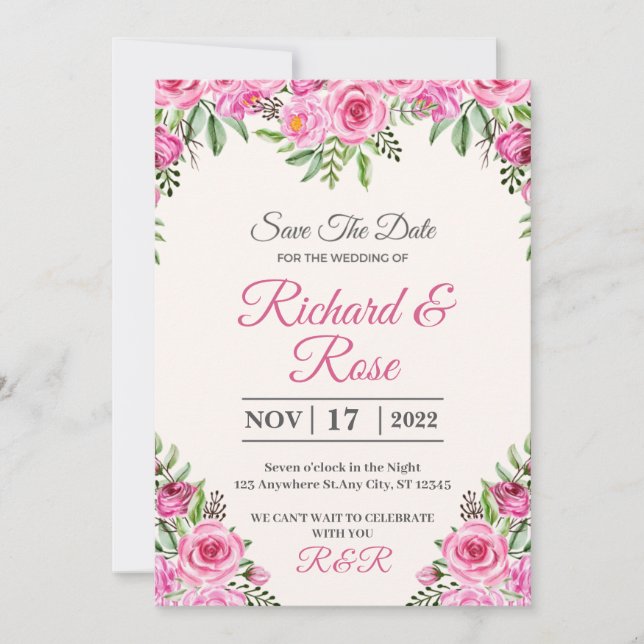Crear sus propias tarjetas de invitación para boda (Anverso)