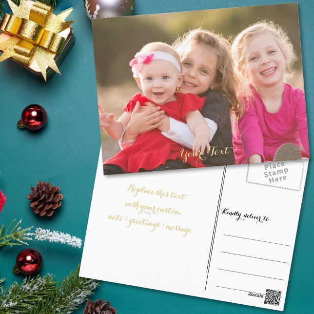Crear Tarjeta Postal Personalizada con Texto y Fot (Create Custom Personalized Photo Text Postcard)