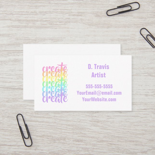 Crear tarjetas comerciales Pastel Rainbow (Anverso/Reverso In Situ)