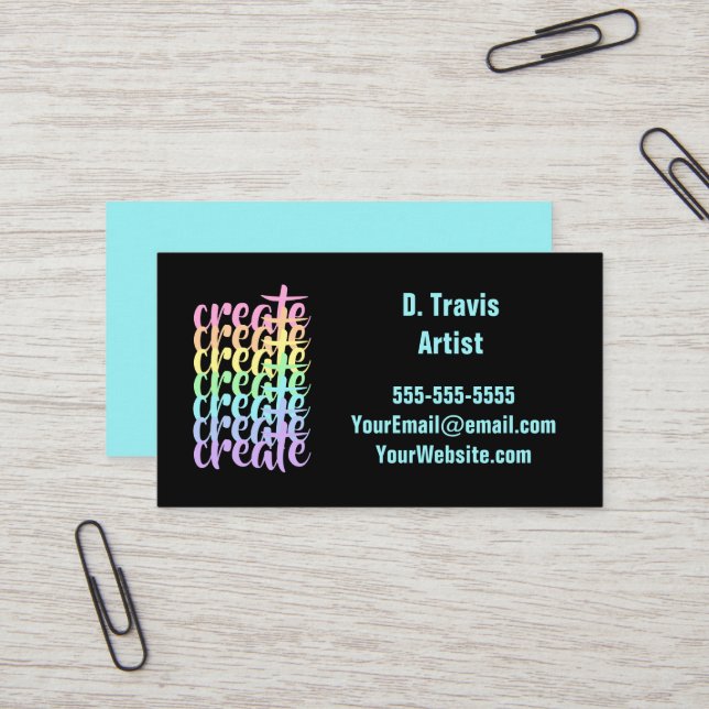 Crear tarjetas comerciales Pastel Rainbow (Anverso/Reverso In Situ)
