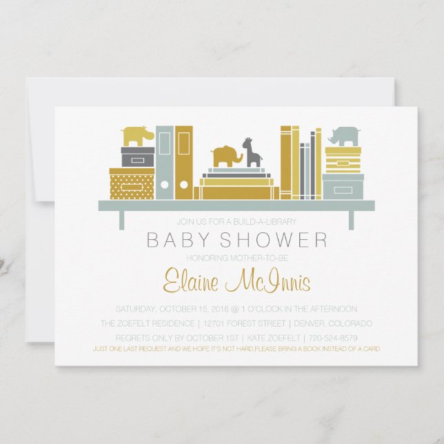 Crear una invitación de Baby Shower a una bibliote (Anverso)