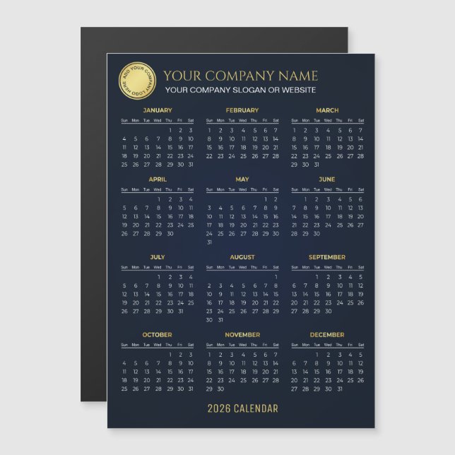 Create Your Own 2026 Company Calendar | Magnet (Anverso/Reverso)