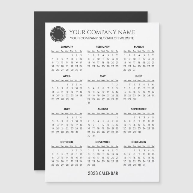Create Your Own 2026 Company Calendar | Magnet (Anverso/Reverso)