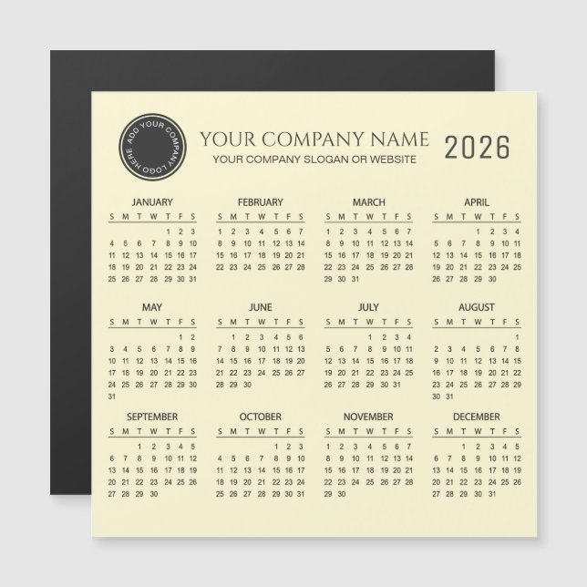 Create Your Own 2026 Company Calendar | Magnet (Anverso/Reverso)