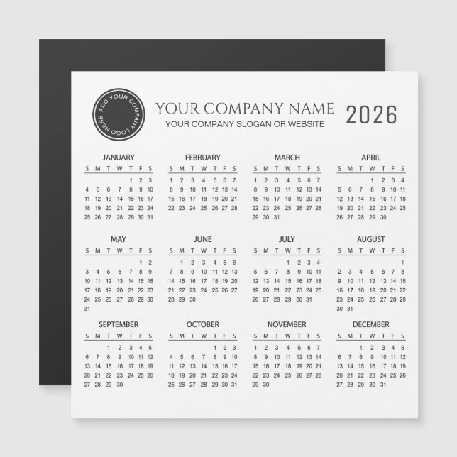 Create Your Own 2026 Company Calendar | Magnet (Anverso/Reverso)