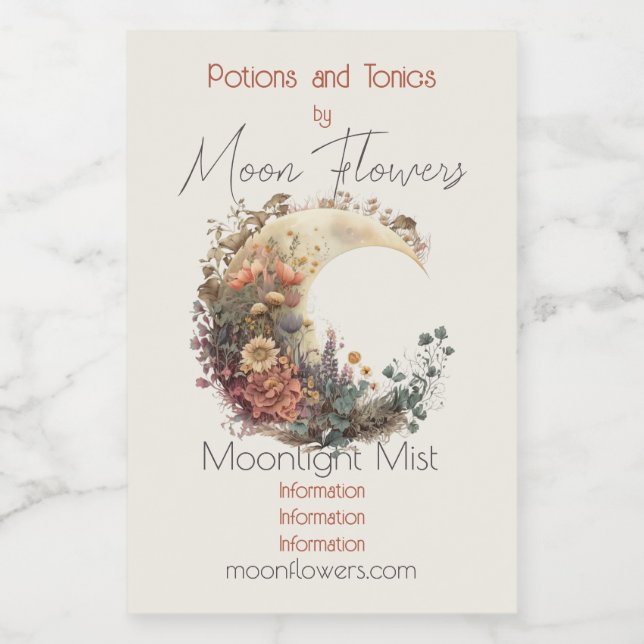 Create Your Own Autumn Floral Crescent Moon (Etiqueta única)