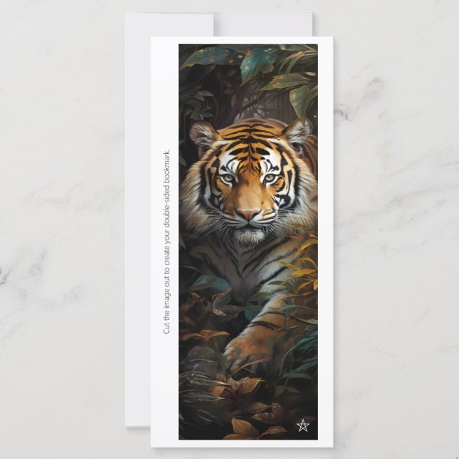Create Your Own Bengal Tiger Floral Bookmark Card (Anverso)