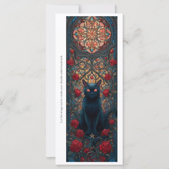Create Your Own Black Cat Red Roses Bookmark Card (Anverso)
