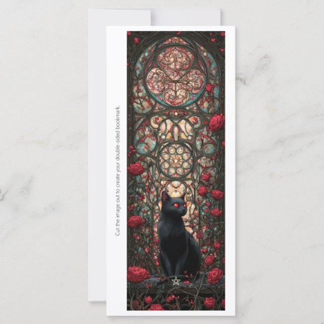 Create Your Own Black Cat Roses Bookmark Card (Anverso)