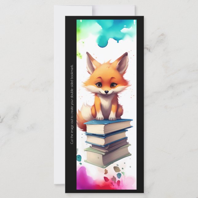 Create Your Own Book Lover Red Fox Bookmark Card (Anverso)