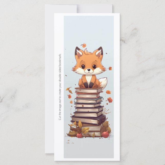Create Your Own Book Worm Red Fox Bookmark Card (Anverso)