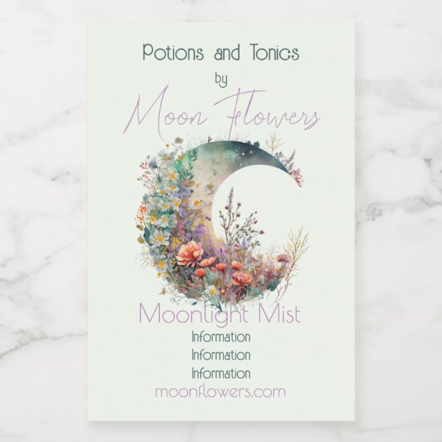 Create Your Own Bright Sunset Floral Crescent Moon (Etiqueta única)