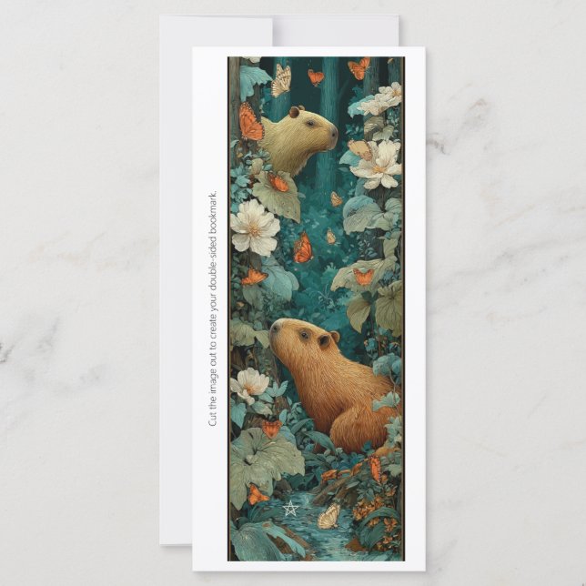 Create Your Own Capybara Flowers Bookmark Card (Anverso)