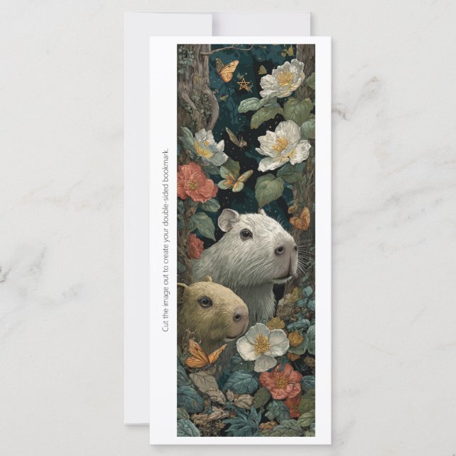 Create Your Own Capybaras Roses Bookmark Card (Anverso)