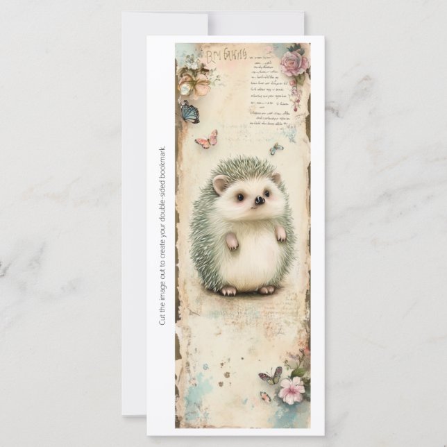 Create Your Own Chubby Hedgehog Bookmark Card (Anverso)