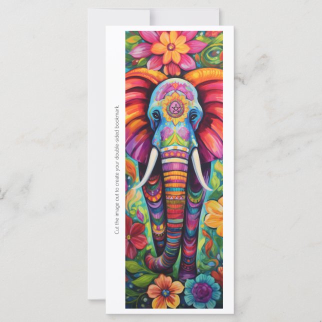 Create Your Own Colorful Elephant Bookmark Card (Anverso)