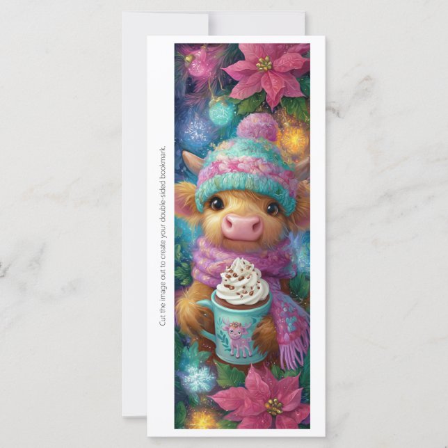 Create Your Own Cozy Highland Calf Bookmark Card (Anverso)