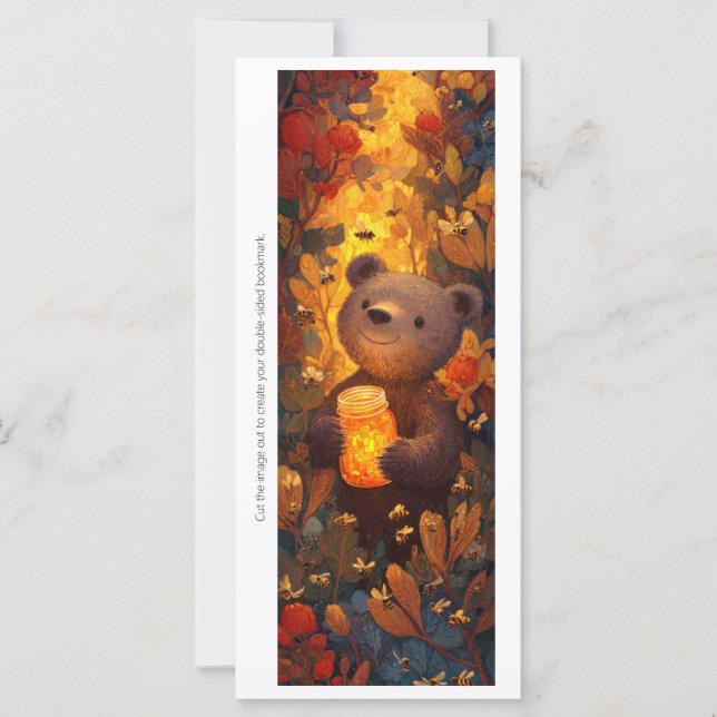 Create Your Own Cuddly Honey Bear Bookmark Card (Anverso)