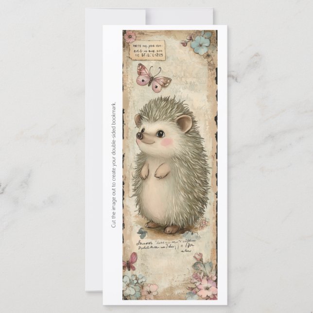 Create Your Own Curious Hedgehog Bookmark Card (Anverso)