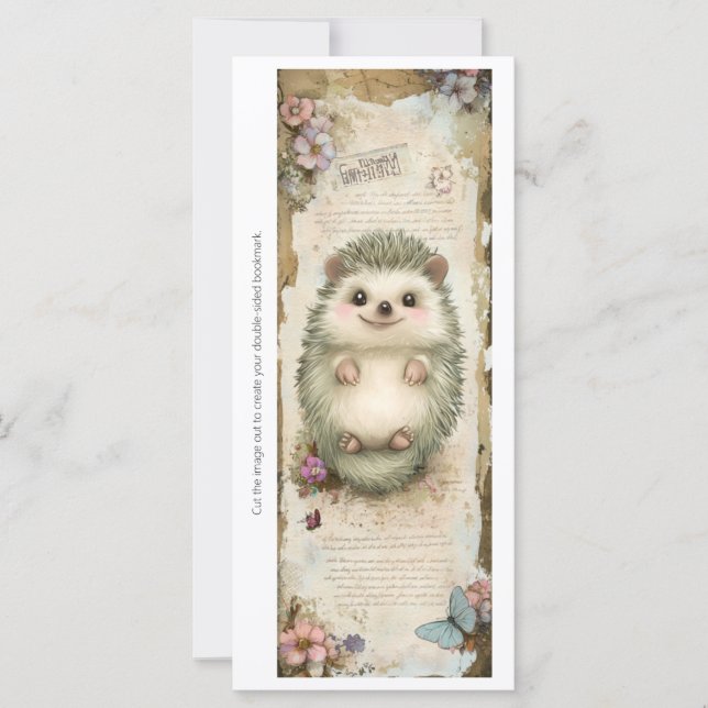 Create Your Own Cute Hedgehog Bookmark Card (Anverso)
