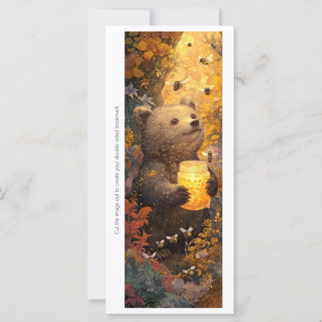 Create Your Own Cute Honey Bear Bookmark Card (Anverso)