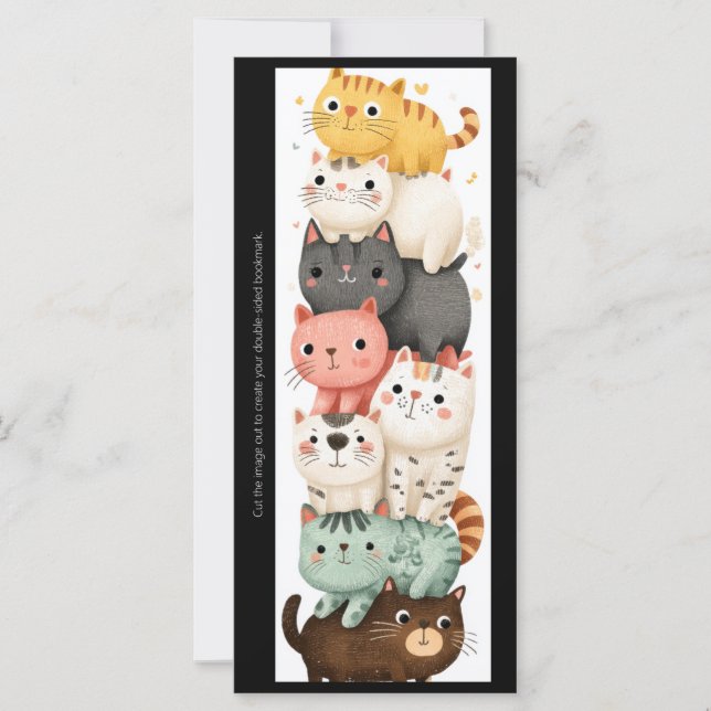 Create Your Own Cute Kitten Stack Bookmark Card (Anverso)