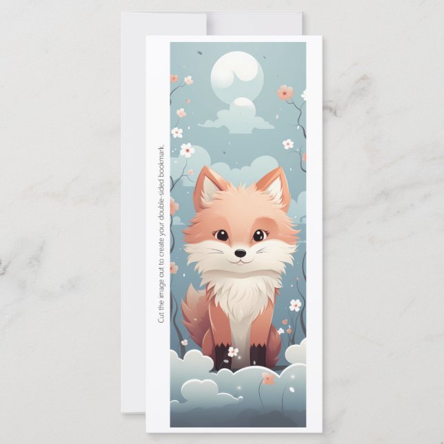 Create Your Own Cute Red Fox Bookmark Card (Anverso)