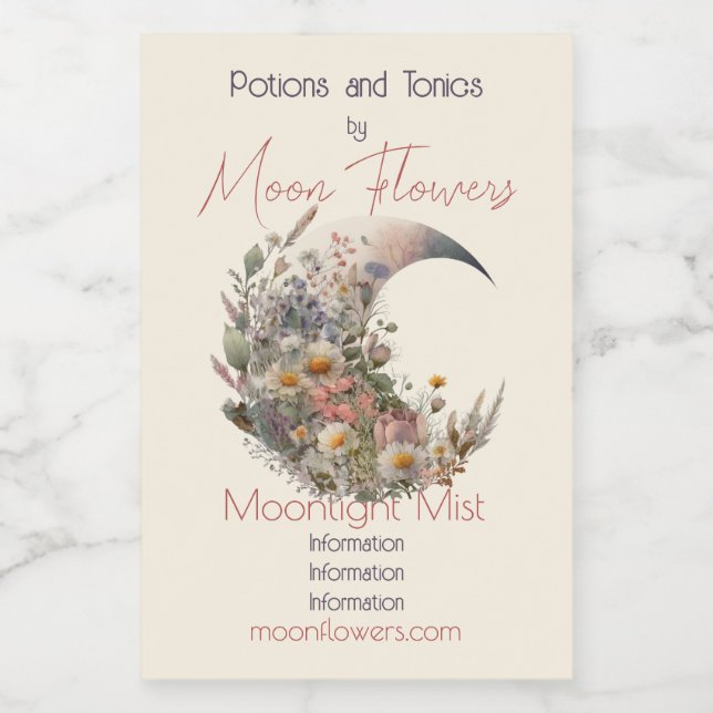 Create Your Own Elysian Floral Crescent Moon (Etiqueta única)