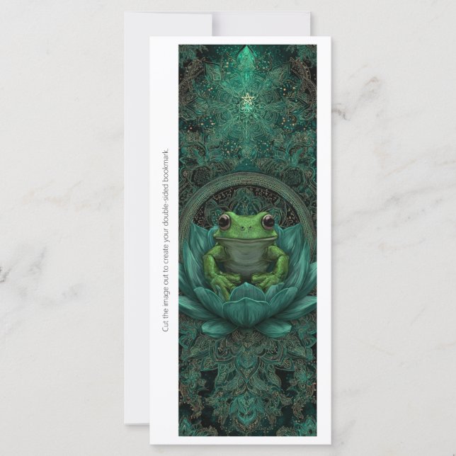 Create Your Own Emerald Green Frog Bookmark Card (Anverso)