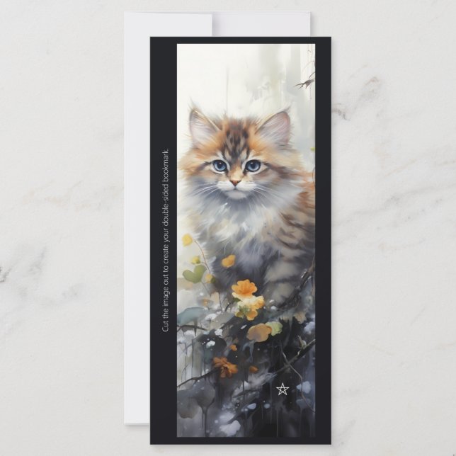 Create Your Own Floral Bengal Kitten Bookmark Card (Anverso)