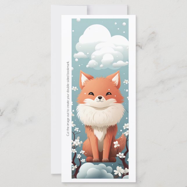 Create Your Own Floral Red Fox Bookmark Card (Anverso)