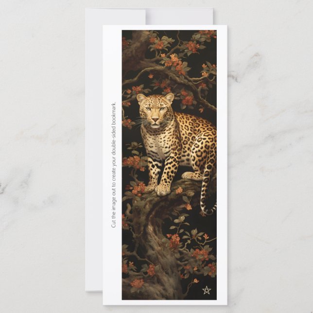 Create Your Own Floral Wild Leopard Bookmark Card (Anverso)