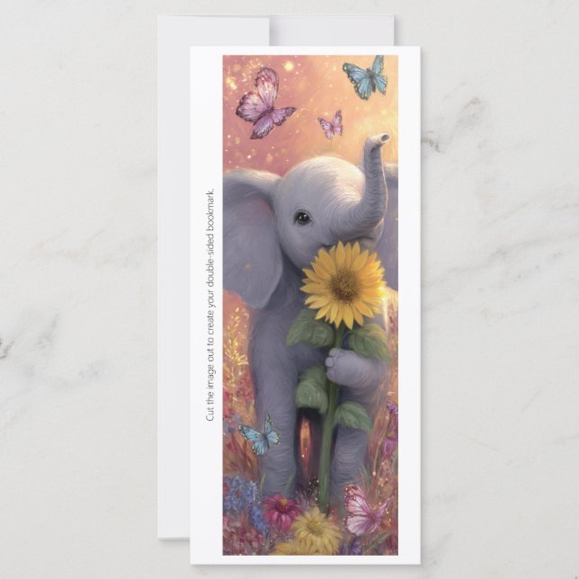 Create Your Own Flowers & Elephant Bookmark Card (Anverso)
